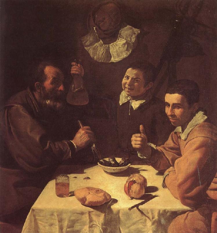 VELAZQUEZ, Diego Rodriguez de Silva y The three man beside the table oil painting image